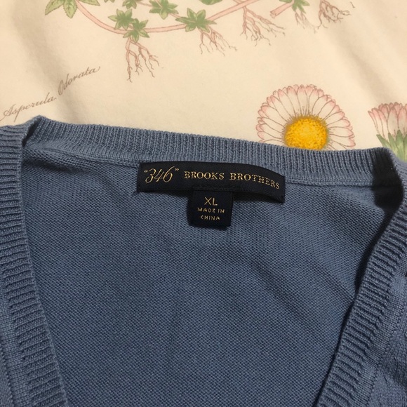 Brooks Brothers "346" Blue V-Neck Sweater Vest - Picture 4 of 6